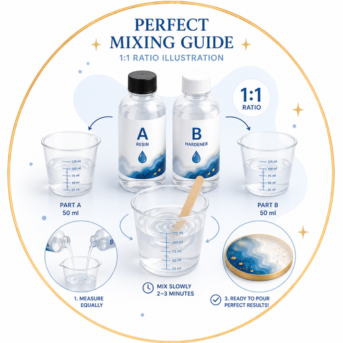 Perfect Mixing Guide (1:1 Ratio Illustration)